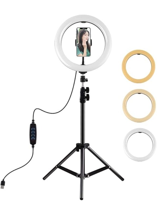 10.2-inch Dimmable LED Ring Light – Adjustable Tripod Stand with Phone Holder for Live Streaming, Photography, Makeup, YouTube, and TikTok, Compatible with iPhone & Android - Image 1