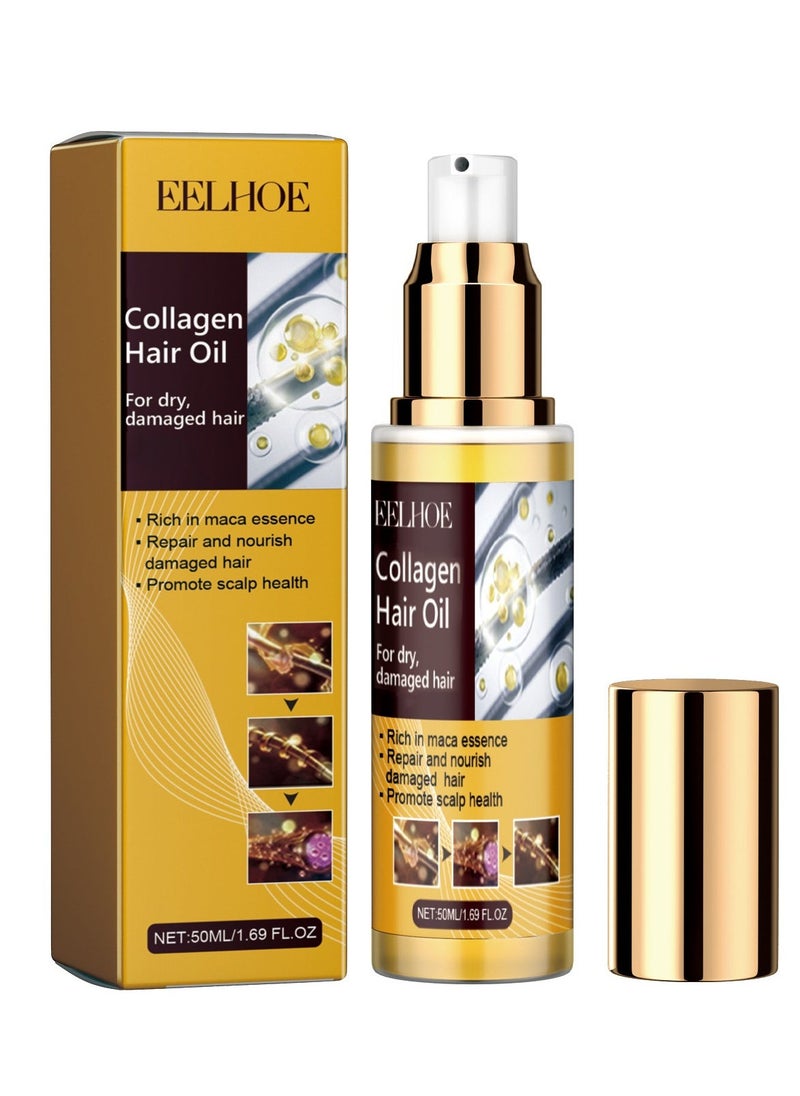 EELHOE Collagen Repair Hair Oil, Deep Hydrating Treatment Hair Oil, Keratin Hair Mask, Moisturizing and Nutritious Hair Serum for Damaged Hair Care, Deep Hydrating Treatment, Korean Hair Serum 50ml - Image 1
