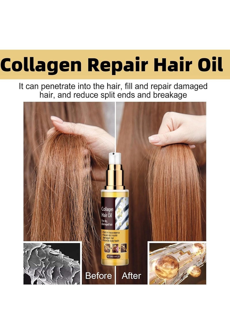 EELHOE Collagen Repair Hair Oil, Deep Hydrating Treatment Hair Oil, Keratin Hair Mask, Moisturizing and Nutritious Hair Serum for Damaged Hair Care, Deep Hydrating Treatment, Korean Hair Serum 50ml - Image 2