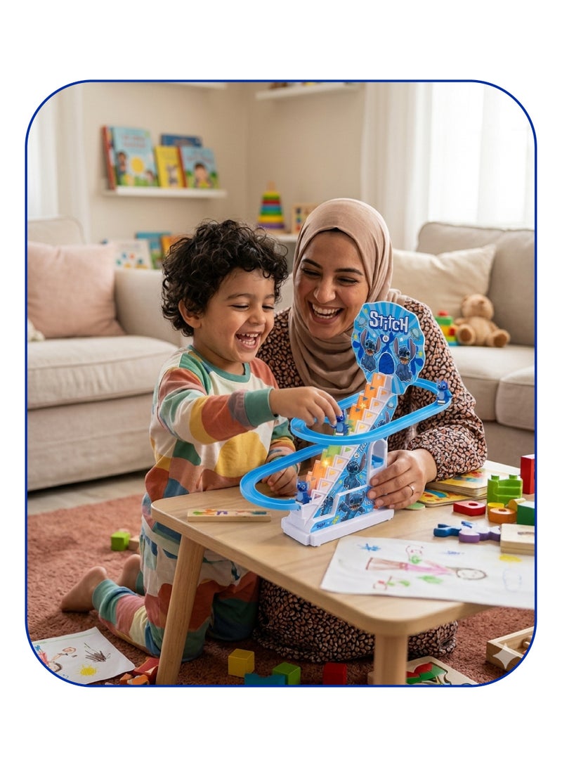 لعبة سلم وملاهي للأطفال مع مسار متحرك وموسيقى , بتصميم شخصية ستيتش الكرتونية – تعمل بالبطارية - Image 3