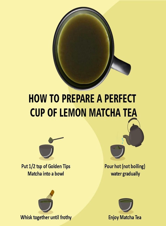 Golden Tips Japanese Lemon Matcha Green Tea Powder Pouch (50 Gram 25 cups) - Image 4