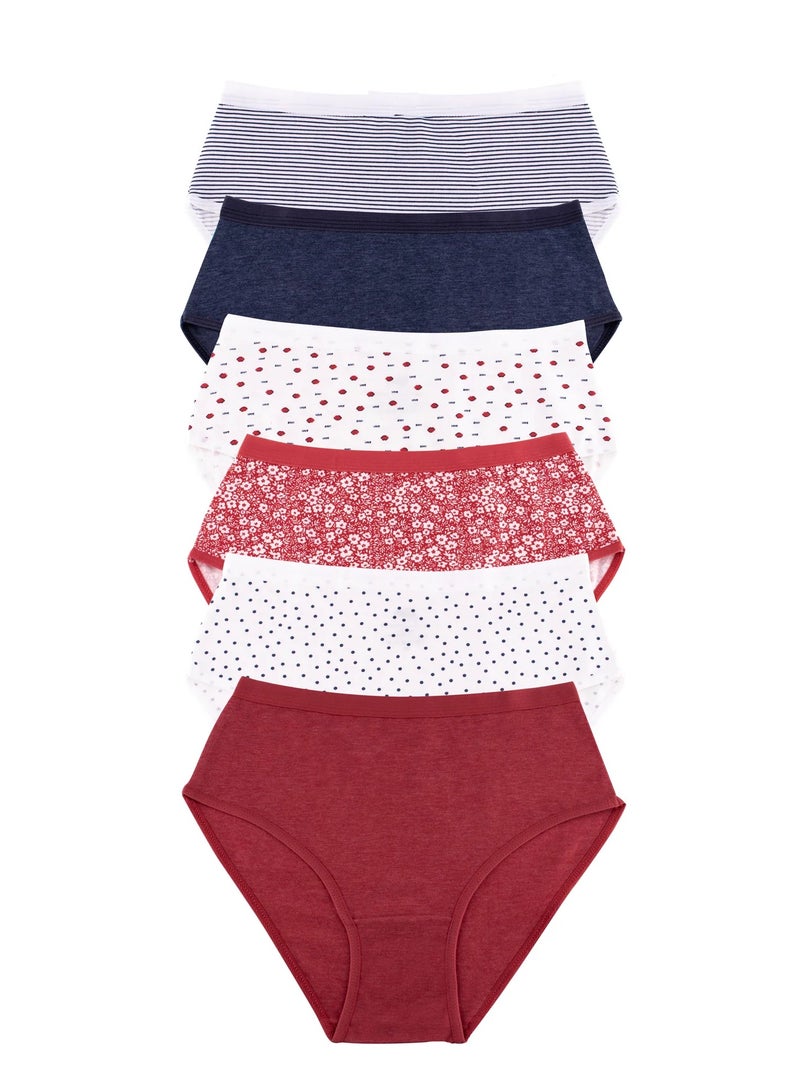 Milk Pack of 6 Cotton Classic Brief Panties Underwear - Image 2