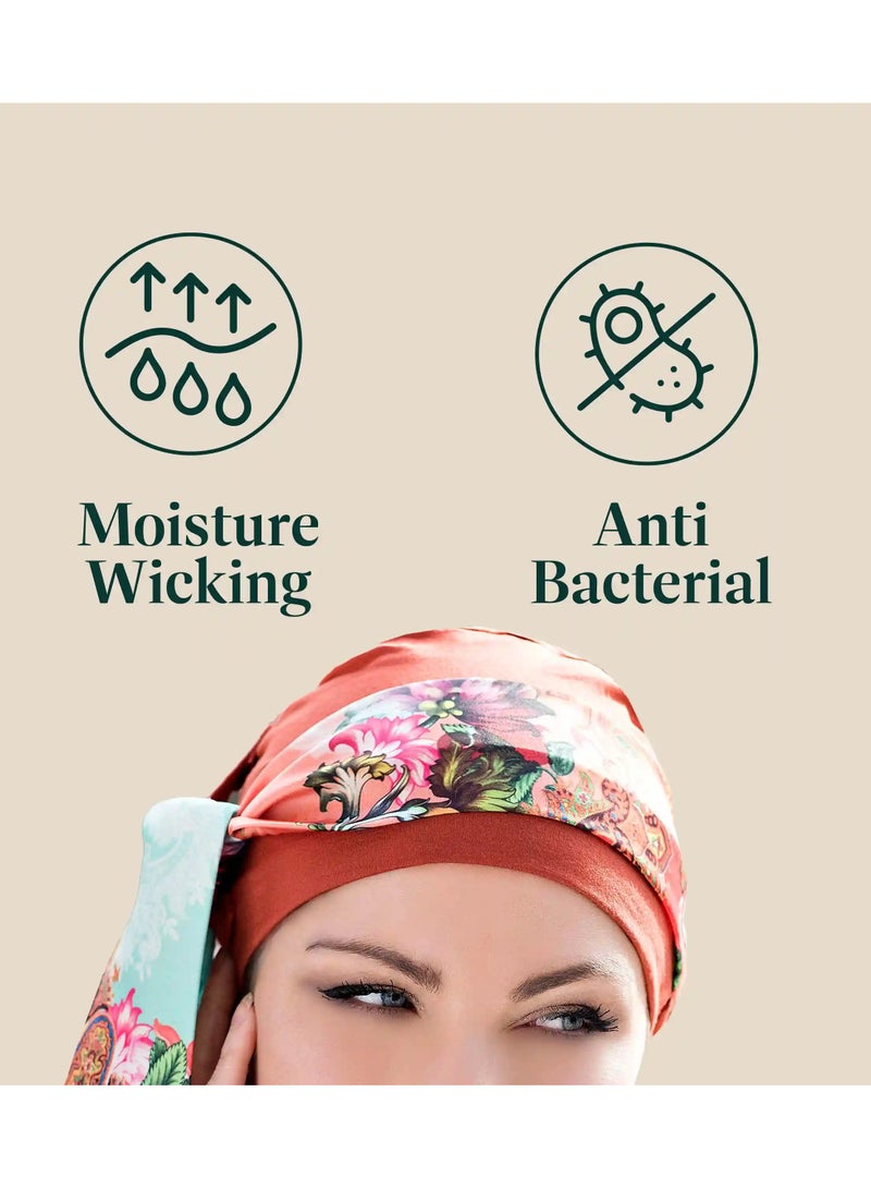 Rung Yanna Brick Royal Marigold Luxury Silk Head Scarf for Women - Image 2