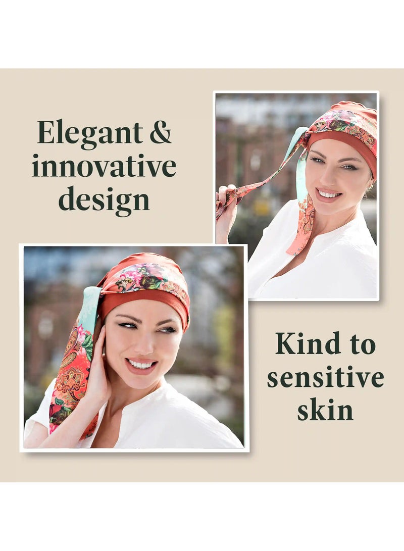 Rung Yanna Brick Royal Marigold Luxury Silk Head Scarf for Women - Image 1