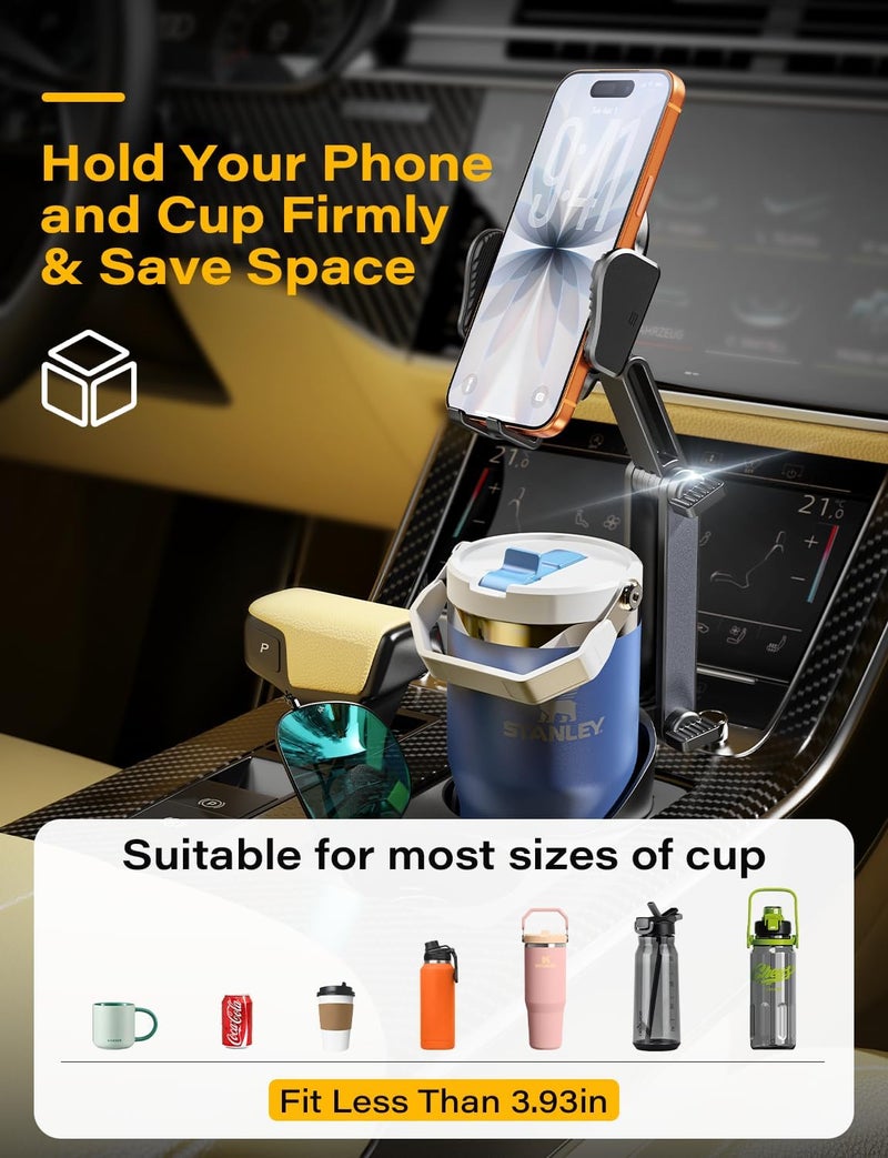 TAZENI Cup Holder Phone Holder for Car Bottle Friendly Cup Phone Holder for Car High Adjustable Mobile Phone Cup Holder Expander for Car Easy to Install & Sturdy & - Image 2