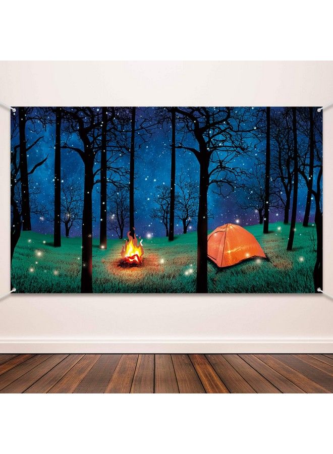 Blulu Forest Scene Camping Backdrop Supplies Camping Photography Background Photo Shoot Backdrop Party Decoration For Camping Theme Party Birthday Party Baby Shower - Image 1