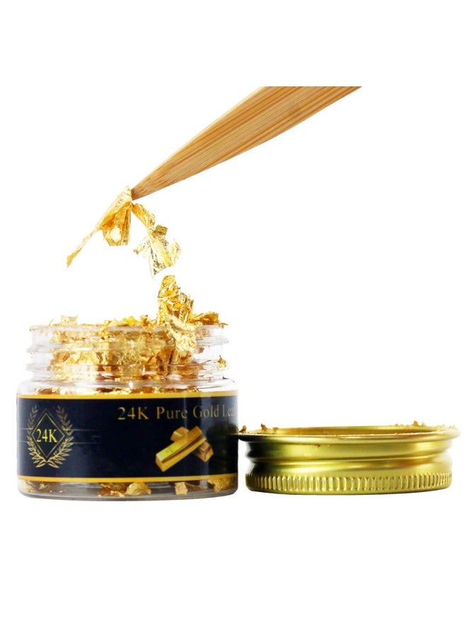 kinno Edible Genuine Gold Leaf Flakes 25Mg 24K Gold Flakes Decorative Dishes Genuine Gold Leaf For Cooking Cakes And Chocolates Decoration Health And Spa  - Image 1