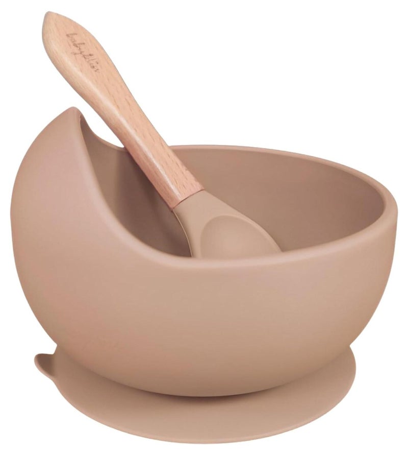 آي ميس يو أوعية أطفال مع مجموعة شفط وملعقة، أوعية طعام أطفال خالية من مادة BPA وملعقة تغذية أطفال، أوعية شفط للأطفال والرضع (كراميل) - Image 1