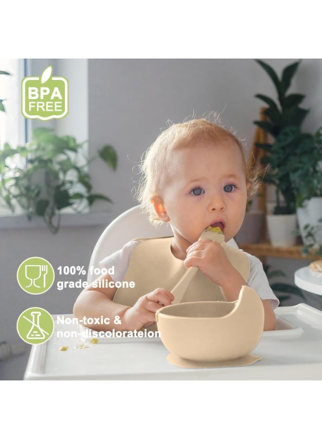 آي ميس يو أوعية أطفال مع مجموعة شفط وملعقة، أوعية طعام أطفال خالية من مادة BPA وملعقة تغذية أطفال، أوعية شفط للأطفال والرضع (كراميل) - Image 2