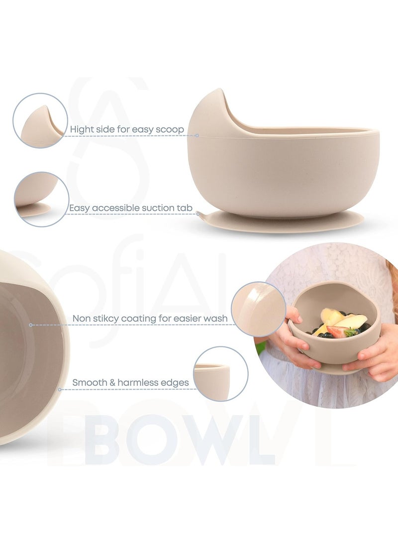 آي ميس يو أوعية أطفال مع مجموعة شفط وملعقة، أوعية طعام أطفال خالية من مادة BPA وملعقة تغذية أطفال، أوعية شفط للأطفال والرضع (كراميل) - Image 3