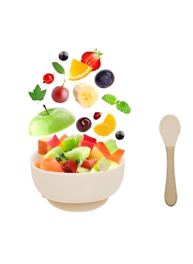 آي ميس يو أوعية أطفال مع مجموعة شفط وملعقة، أوعية طعام أطفال خالية من مادة BPA وملعقة تغذية أطفال، أوعية شفط للأطفال والرضع (كراميل) - Image 1