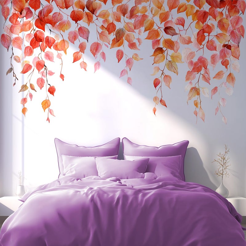 VePret Autumn Leaves Wall Decals Peel and Stick, Large Leaves Vines Vinyl Wall Stickers, Removable Vine Home Decor Art for Bedroom Living Room Classroom Office - Image 1