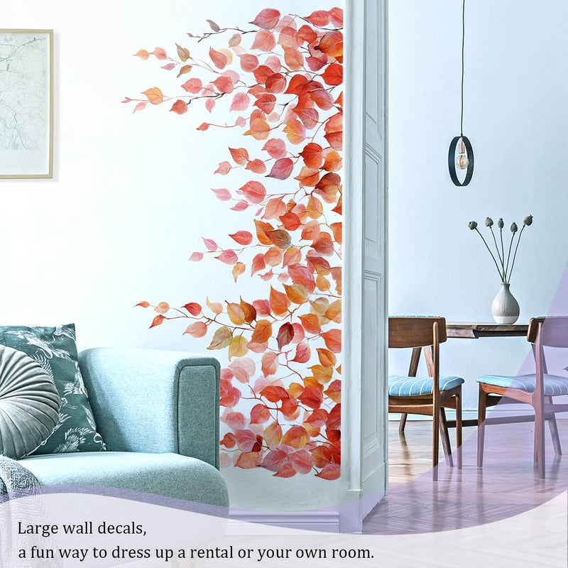 VePret Autumn Leaves Wall Decals Peel and Stick, Large Leaves Vines Vinyl Wall Stickers, Removable Vine Home Decor Art for Bedroom Living Room Classroom Office - Image 4
