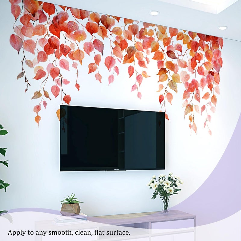VePret Autumn Leaves Wall Decals Peel and Stick, Large Leaves Vines Vinyl Wall Stickers, Removable Vine Home Decor Art for Bedroom Living Room Classroom Office - Image 5