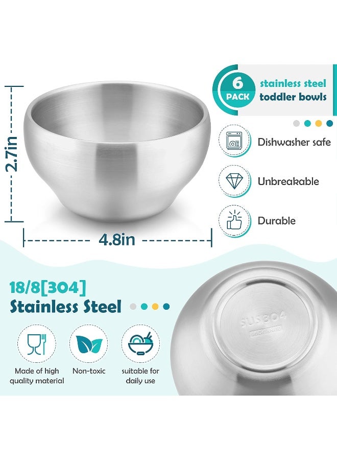 HaWare 6-Piece Kids Bowls, 12oz SUS304 Metal Bowl for Toddler Children - Image 2