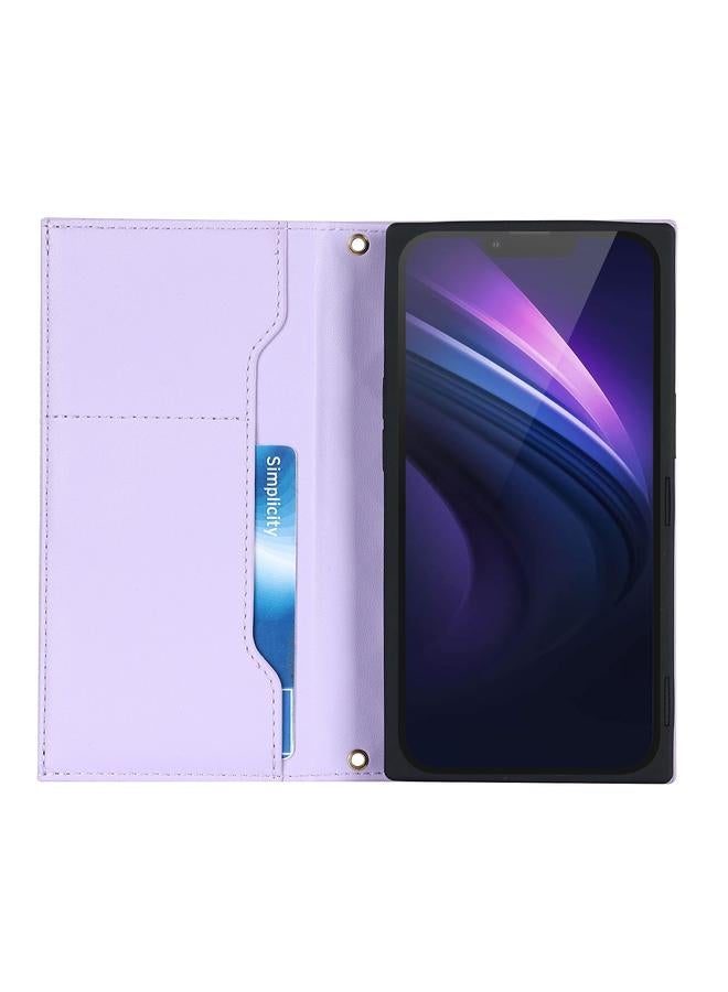 S-TOP Case For iPhone 13 Pro Grid Texture Lanyard Zipper Leather Phone Case - Image 4