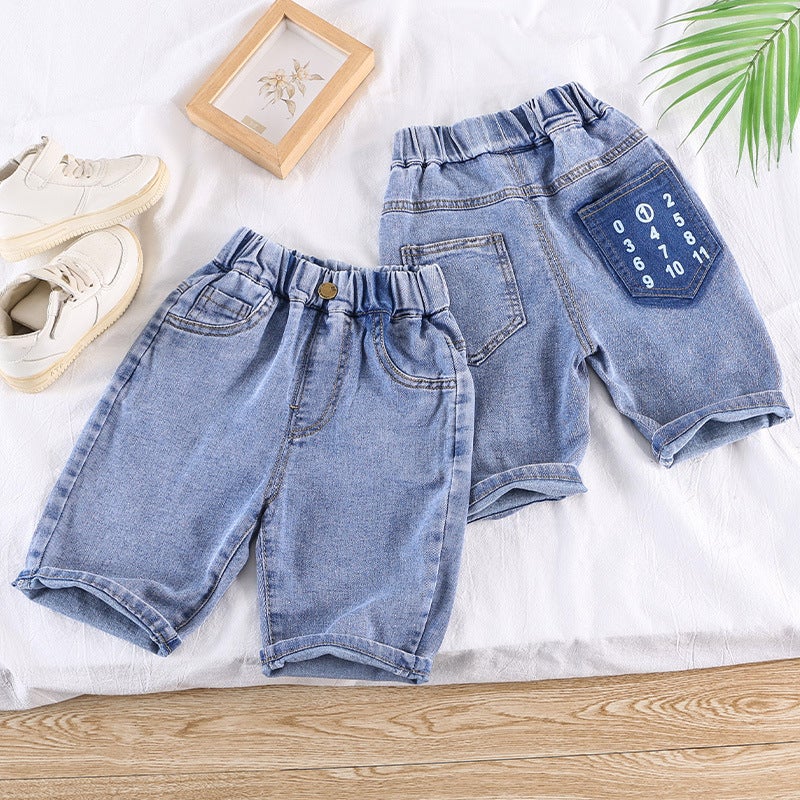 Boys' Korean Style Fashionable Denim Washed Shorts Summer Children'S Stylish Loose All-Match Cropped Pants - Image 2