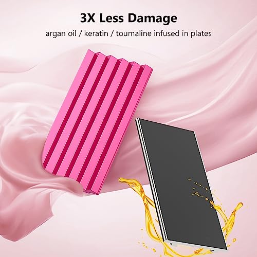 Terviiix Crimper Hair Iron with 4 Interchangeable Plates, Keratin & Argan Oil Infused Hair Crimper for Women, Volumizing Crimping Iron for Thin Fine Hair, 5 Heat Settings & 60 Mins Auto Off, Pink - Image 4