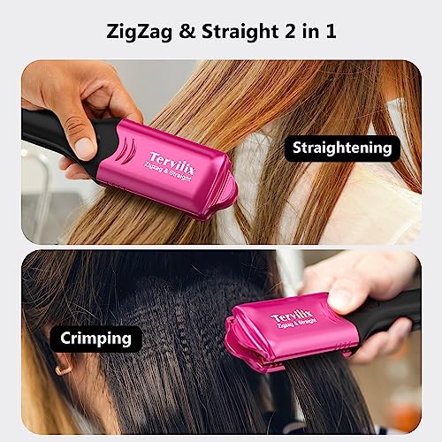 Terviiix Crimper Hair Iron with 4 Interchangeable Plates, Keratin & Argan Oil Infused Hair Crimper for Women, Volumizing Crimping Iron for Thin Fine Hair, 5 Heat Settings & 60 Mins Auto Off, Pink - Image 2