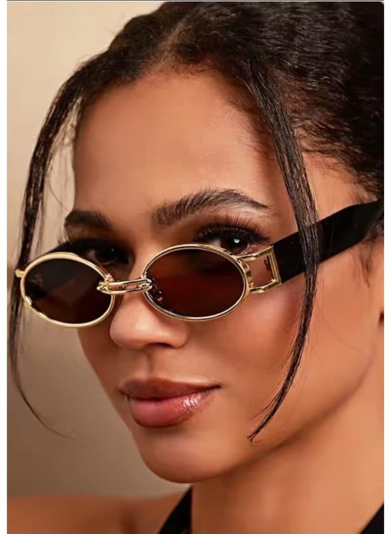 POLITE Vintage Metal Oval Women’s Fashion Sunglasses - Image 2