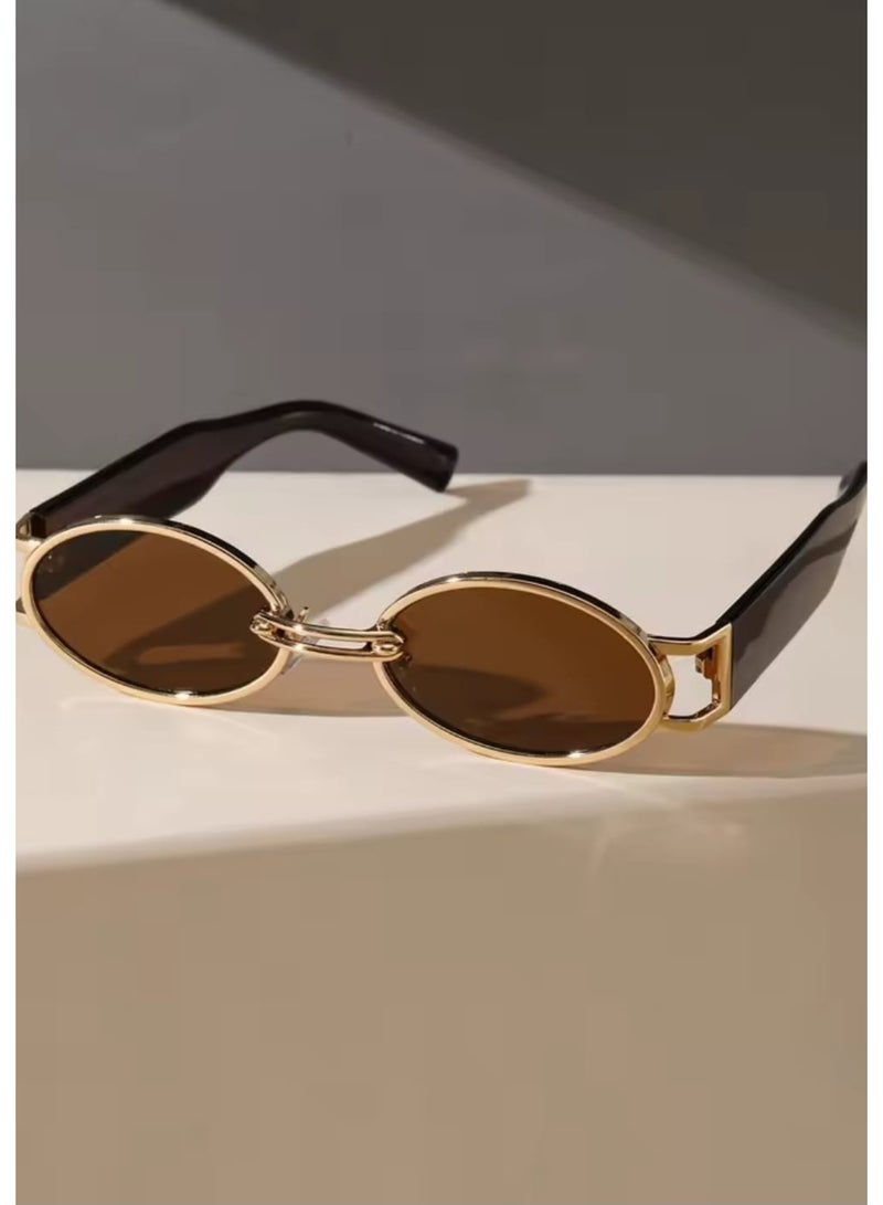 POLITE Vintage Metal Oval Women’s Fashion Sunglasses - Image 3