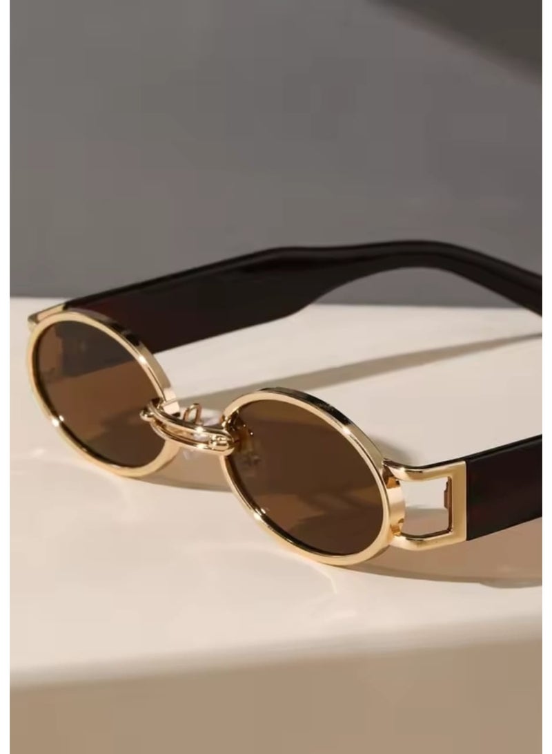 POLITE Vintage Metal Oval Women’s Fashion Sunglasses - Image 4
