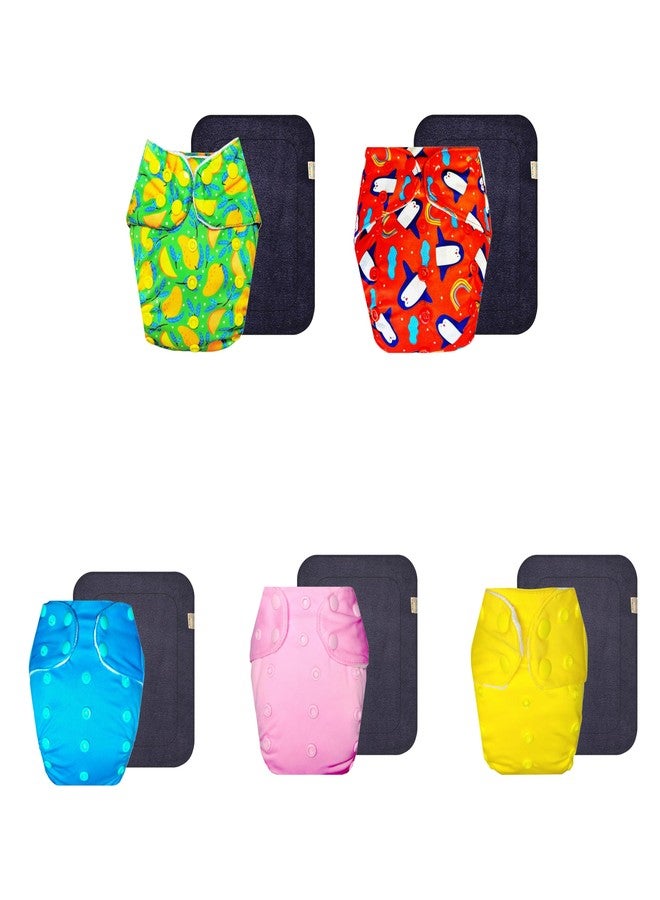 حفاضات قماشية فاخرة من دمبلدو مع حشوة رمادية (عبوة من 5) | شعور بالجفاف والراحة | قابلة لإعادة الاستخدام والغسل | مناسبة للسفر | مناسبة للارتداء طوال اليوم | من 3 أشهر إلى 3 سنوات | للجنسين - Image 1