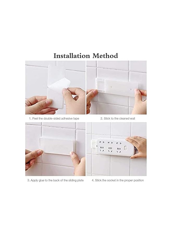 promass Self Adhesive Power Strip Fixator, No Hole Plug-in Wall Socket Sticker, Fixer Reusable Adapter Fixer, Desk Wall Mount, for WiFi Router, Remote Control, Paper Towel Box (4 Pcs) - Image 2
