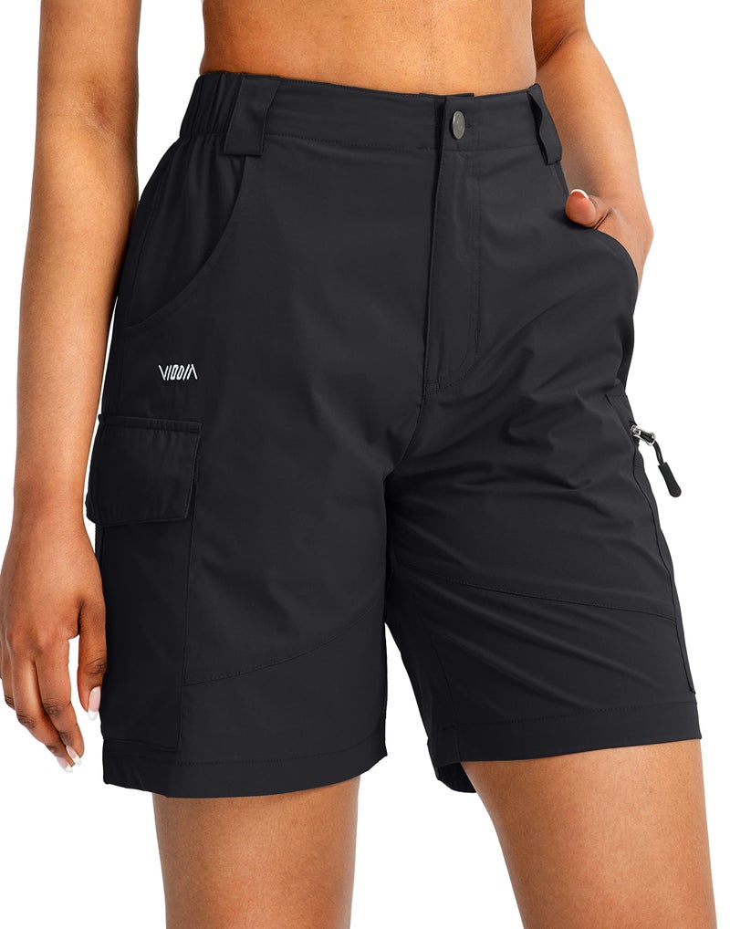 Viodia Women's 7" Hiking Cargo Shorts with Pockets Quick Dry Lightweight Shorts for Women Golf Casual Summer Shorts Black - Image 2