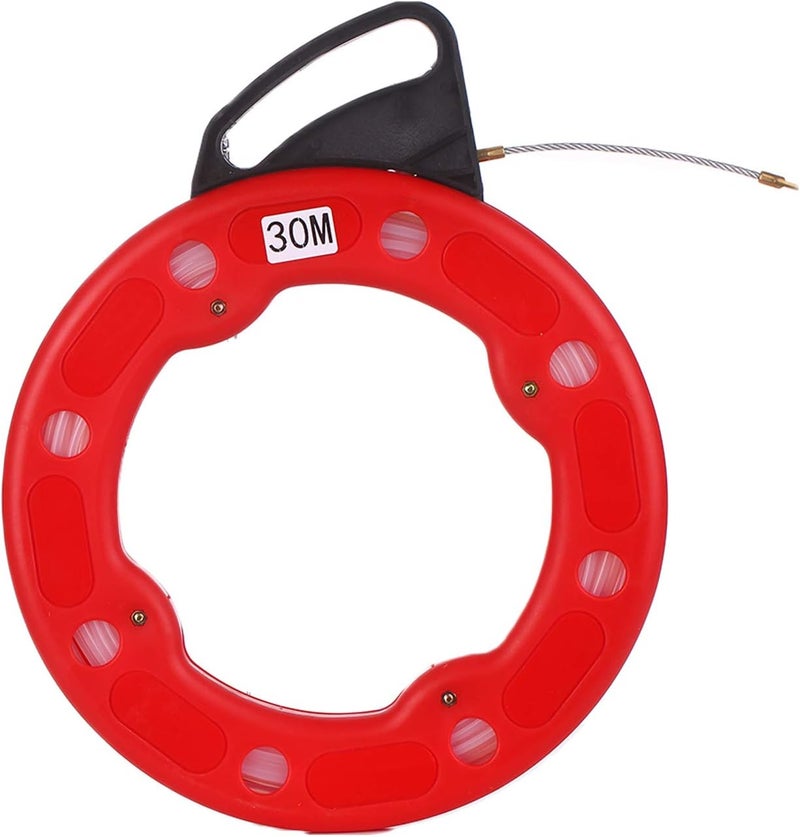 Homgee 30M Fiberglass Fish Tape Reel Puller Conductive Electrical Cable Puller with Impact Case Electric or Communication Wire Puller Use for Drywall Ceiling Under Rug Conduit or Pipe - Image 1