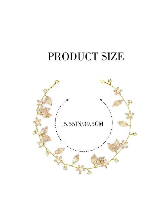 Yean Bride Wedding Hair Vine Headband Gold Leaf Bridal Accessories for Women - Image 5