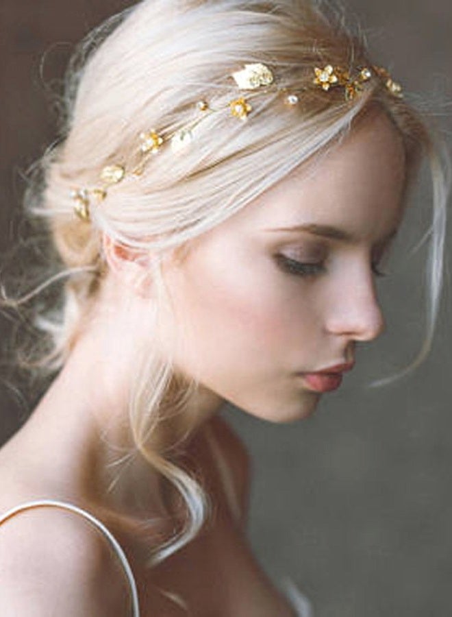 Yean Bride Wedding Hair Vine Headband Gold Leaf Bridal Accessories for Women - Image 1