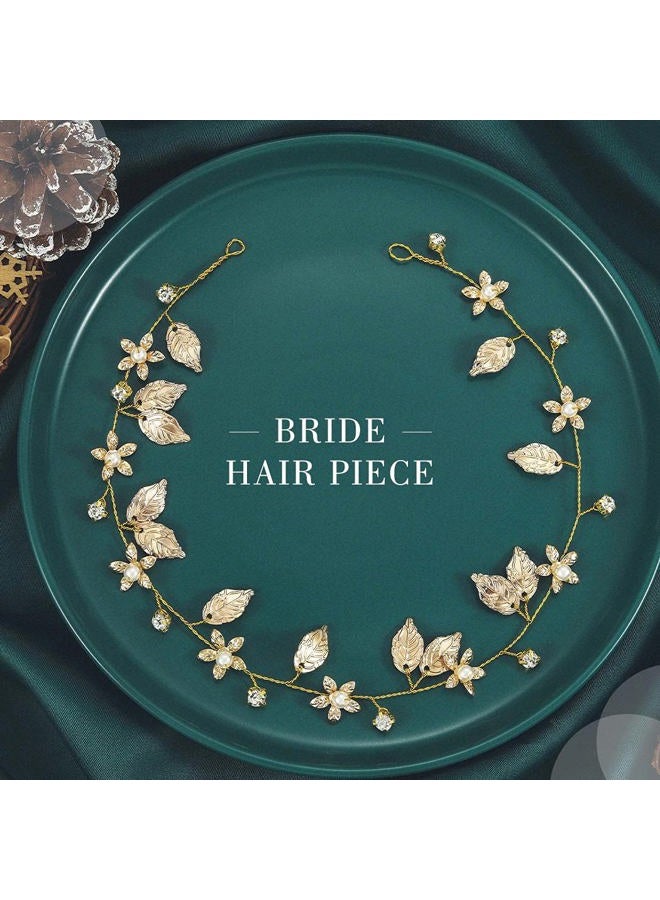 Yean Bride Wedding Hair Vine Headband Gold Leaf Bridal Accessories for Women - Image 4