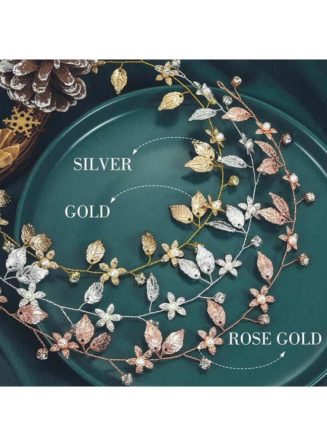 Yean Bride Wedding Hair Vine Headband Gold Leaf Bridal Accessories for Women - Image 2