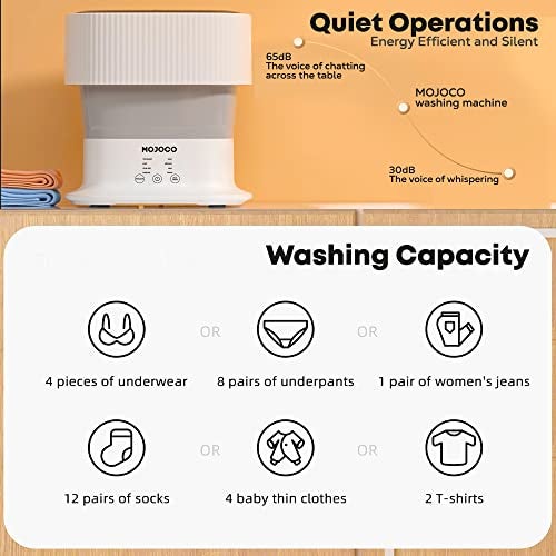 Mojoco Mini Portable Washing Machine - Foldable/Collapsible Washing Machine for Baby Clothes, Socks, Underwear - Portable Washer for Travel, Camping, Apartments, RV - Image 5