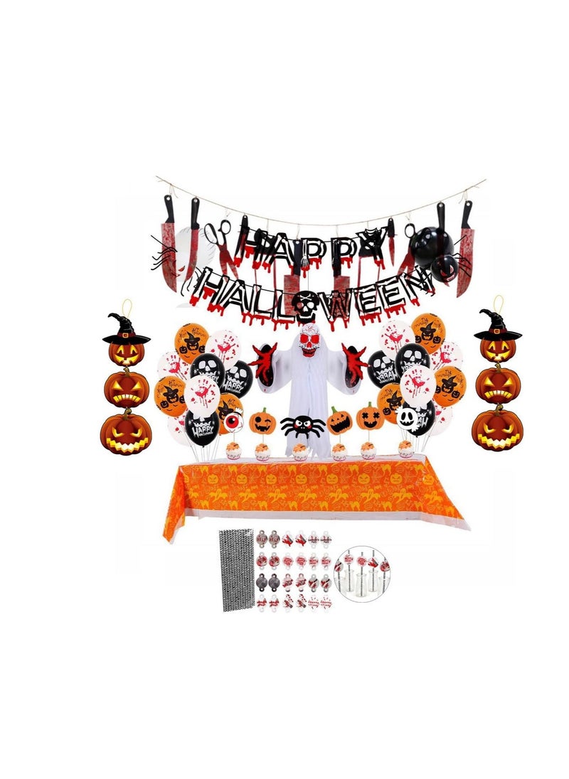 Halloween Scary Party Decoration, Balloons Set, Hunted House Props Supplies, Hanging Ghost Pumpkin Bloody Weapon Ornament, Tablecloth, Prank Cupcake Toppers Drinking Straws - pzsku/ZAECD143913156918139BZ/45/_/1727317411/09d6d526-759b-48f1-b130-da8f5ffe2cc2