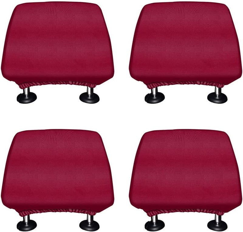 WIRESTER Set of 4 Car Seat Head Rest Cover, Protective Fabric Design Cover Decoration for All Cars - Solid Color, Cute Pattern Design - Image 1