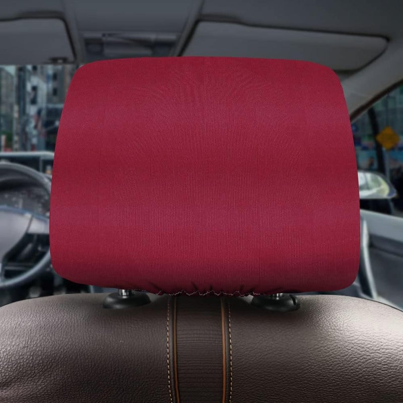 WIRESTER Set of 4 Car Seat Head Rest Cover, Protective Fabric Design Cover Decoration for All Cars - Solid Color, Cute Pattern Design - Image 4