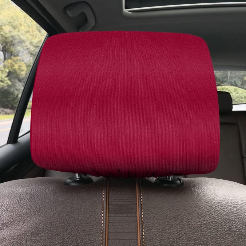WIRESTER Set of 4 Car Seat Head Rest Cover, Protective Fabric Design Cover Decoration for All Cars - Solid Color, Cute Pattern Design - Image 3