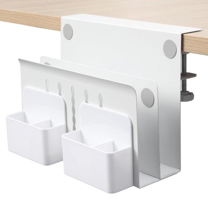 MAXECHO Desk Side Storage, Under Desk Laptop Mount, Table Side Hanging File Organizer, No Drill Clamp On Cable Management Tray, Laptop Holder with Magnetic Pen Holder for Office and Home, Load 22 Lbs - Image 1