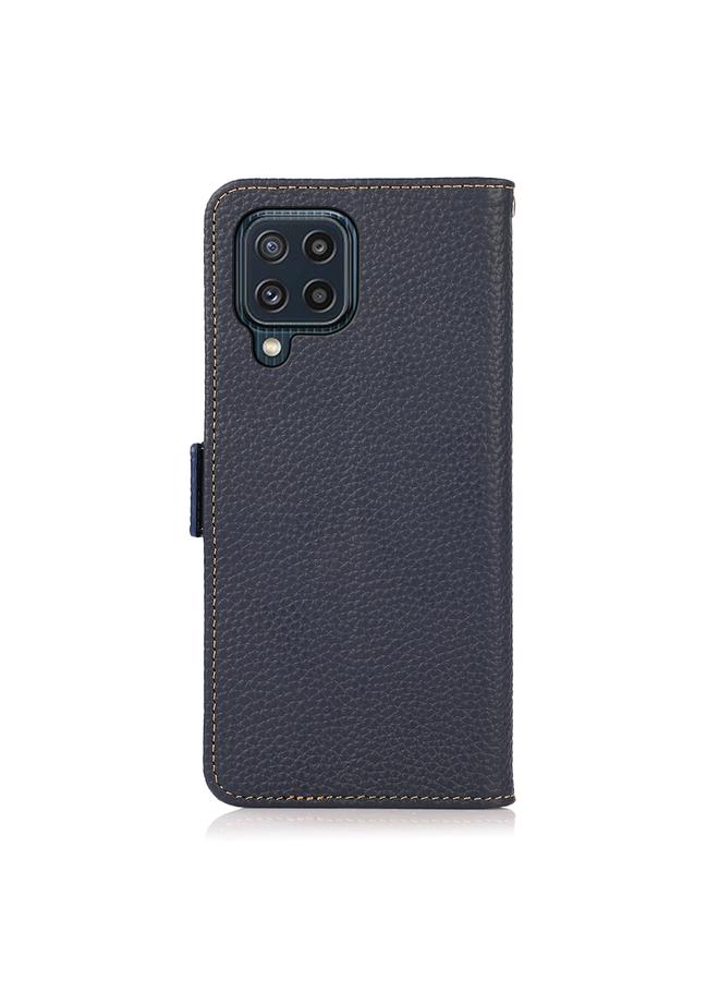 اس-توب جراب لهاتف Samsung Galaxy M32 من KHAZNEH، جراب هاتف RFID من الجلد الطبيعي الليتشي المغناطيسي الجانبي - Image 3