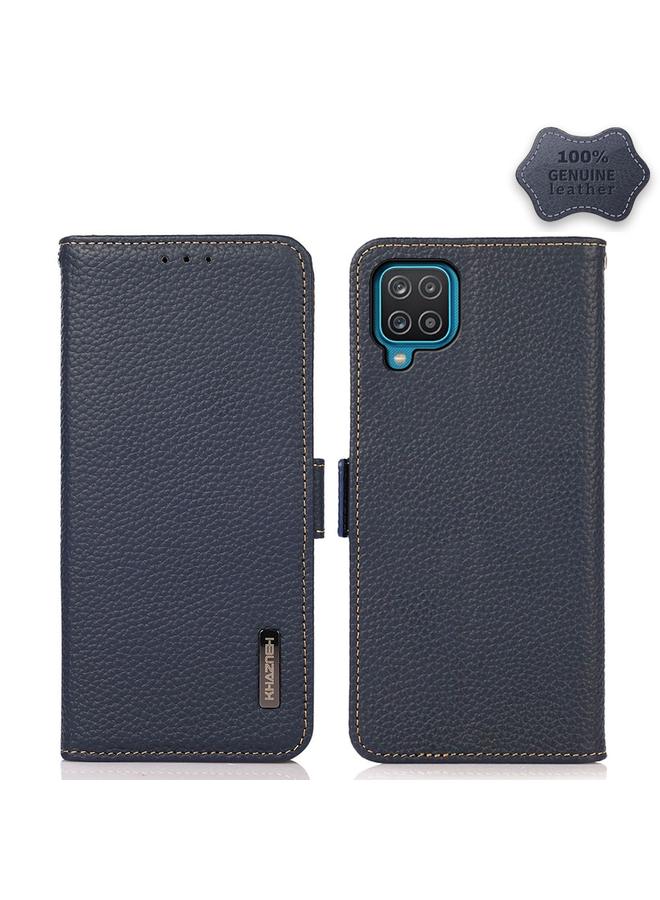 اس-توب جراب لهاتف Samsung Galaxy M32 من KHAZNEH، جراب هاتف RFID من الجلد الطبيعي الليتشي المغناطيسي الجانبي - Image 1