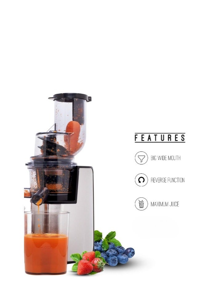 Slow Juicer Machine Cold Press Juicer, Creates Fresh Healthy, High Nutrient Vegetable & Fruit Juice Quiet Motor Reverse Function