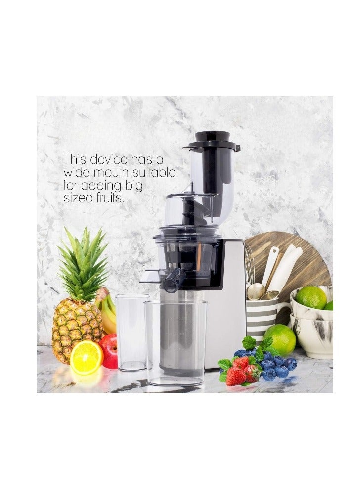 Slow Juicer Machine Cold Press Juicer, Creates Fresh Healthy, High Nutrient Vegetable & Fruit Juice Quiet Motor Reverse Function