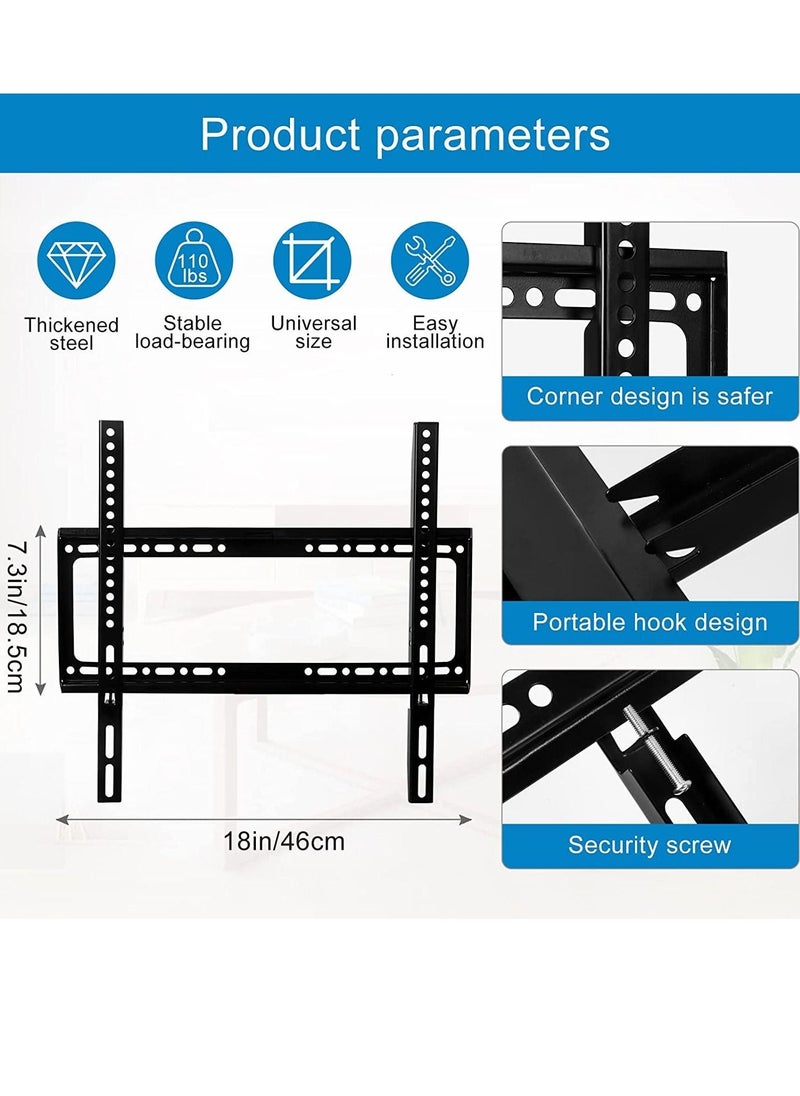 TV Wall Mount 26-63 Inches Ultra Strong Slim Fixed TV Bracket Heavy Duty Ultra Super Strong 50KG TV Wall Mount with Wall Fixing Kit for Flat Curved Screen TV LED, LCD OLED and Plasma 50Kg - Image 4