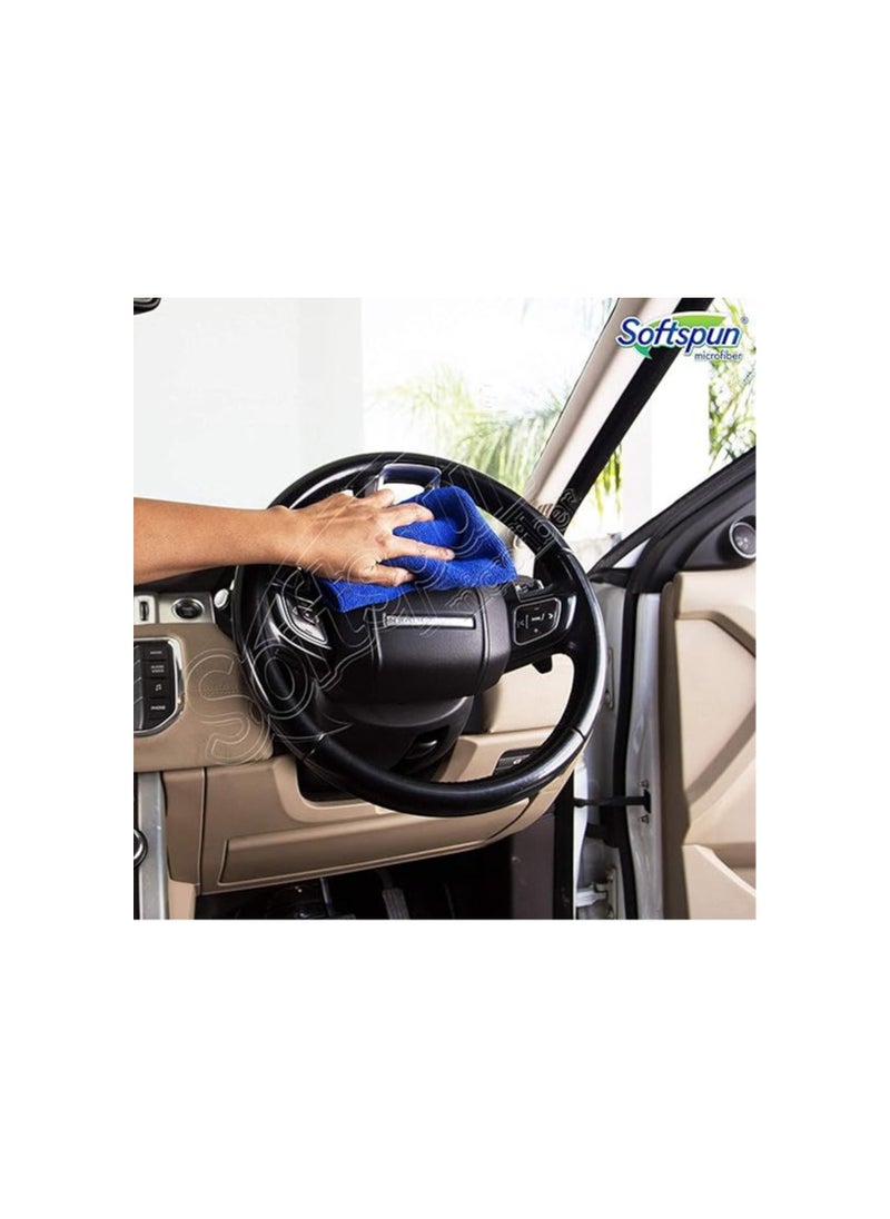 SOFTSPUN - SOFTSPUN Microfiber Cloth 4 pcs 40x40 cms 340 GSM Blue Thick Lint & Streak-Free Multipurpose Cloths Automotive Microfibre Towels for Car Bike Cleaning Polishing Washing & Detailing.… - Image 1