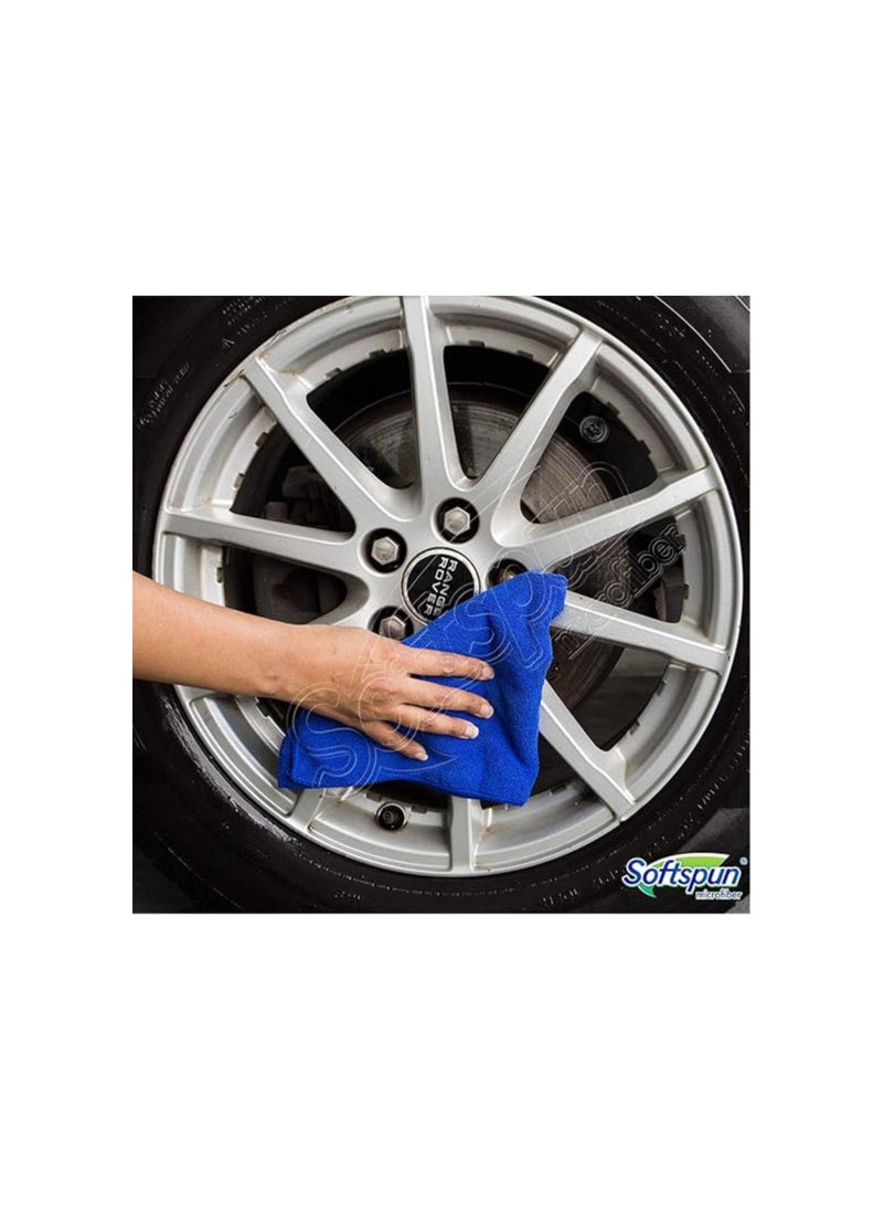 SOFTSPUN - SOFTSPUN Microfiber Cloth 4 pcs 40x40 cms 340 GSM Blue Thick Lint & Streak-Free Multipurpose Cloths Automotive Microfibre Towels for Car Bike Cleaning Polishing Washing & Detailing.… - Image 1