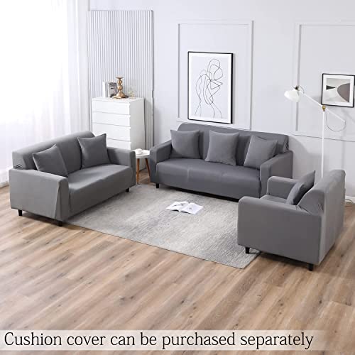 HOKIPO Elastic Stretchable Triple Seater Sofa Cover, Light Grey (NEW-AR-4279-E1) - Image 3