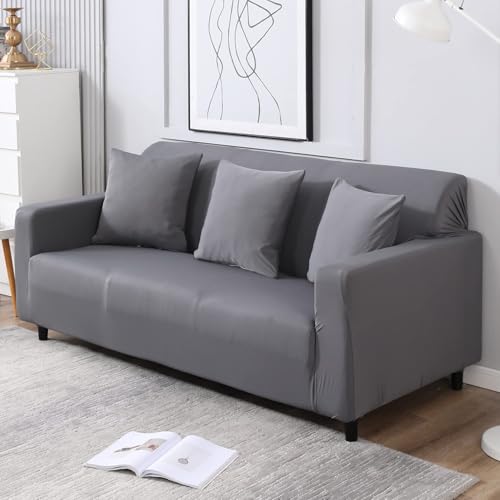 HOKIPO Elastic Stretchable Triple Seater Sofa Cover, Light Grey (NEW-AR-4279-E1) - Image 2
