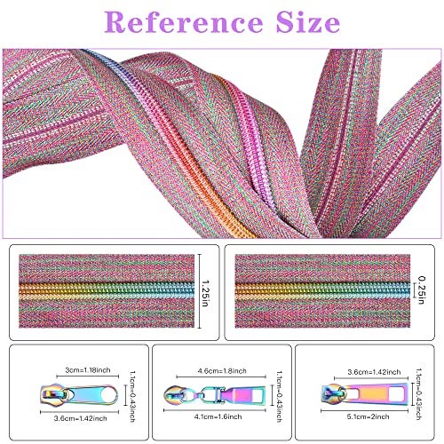 Elesunory #5 Zippers for Sewing, 9.84 Yards Nylon Coil Rainbow Zipper Tape by The Yard with 12 Pcs 3 Style of Rainbow Zipper Pull, Heavy Duty Zipper for DIY Tailor Sewing Crafts - Image 5
